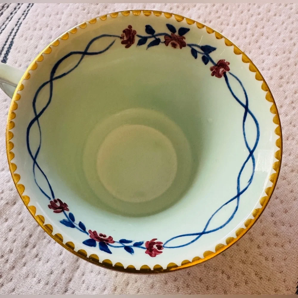 Adams Calyx England  Tea Cup Set Cascade Ware Two Saucer set Light Green Floral